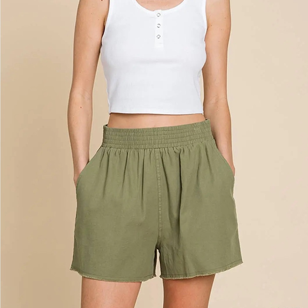 Cotton Casual Smock Waist Shorts